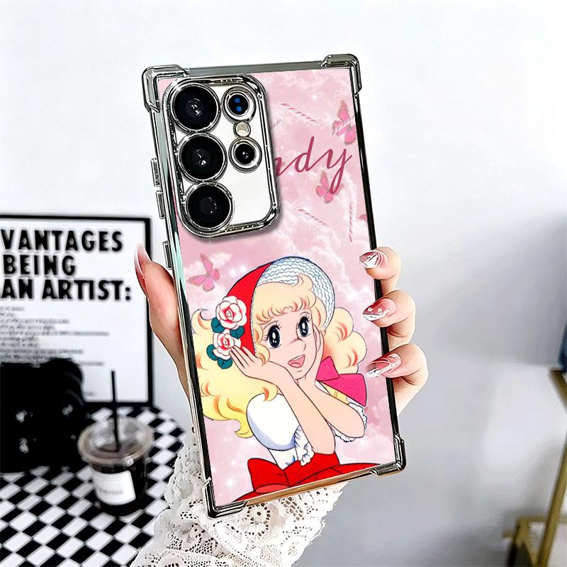 Anime Candy Candy Plating Phone Case For Samsung Galaxy S24 S25 FE S26 Edge S23 Ultra S22 S21 Plus S20 Anti-Fall Airabag Cover