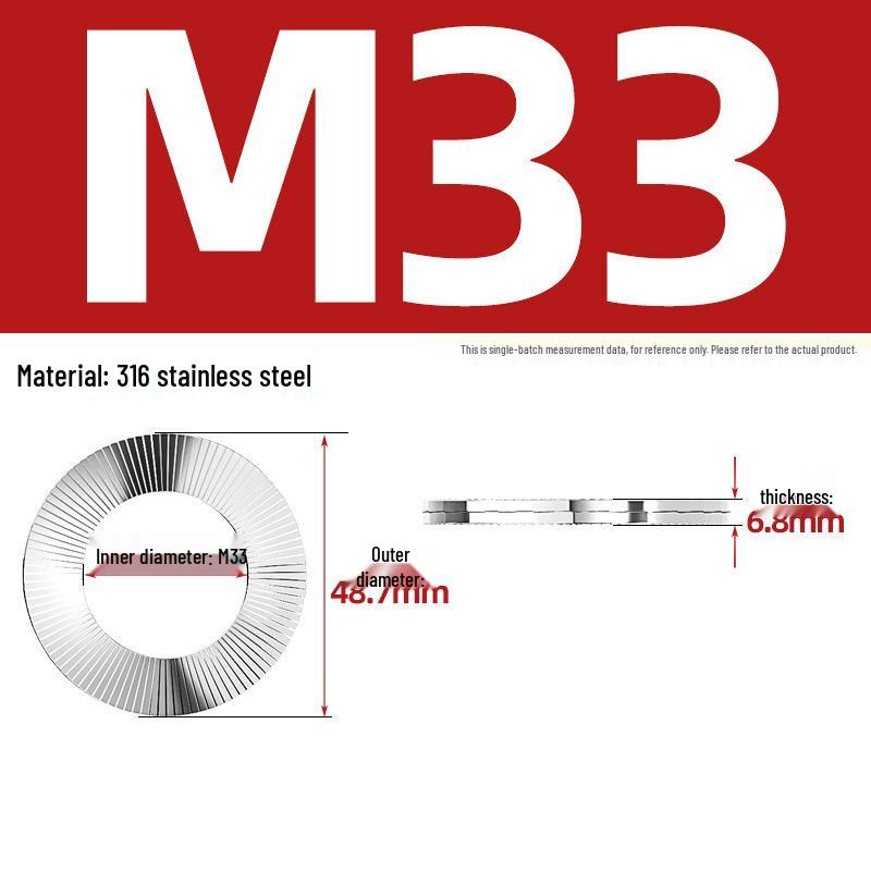 DIN25201 304 Stainless Steel Self-Locking Double Stack Washer, 65Mn Manganese Anti-Loosening, Double-Sided Tooth Layer.