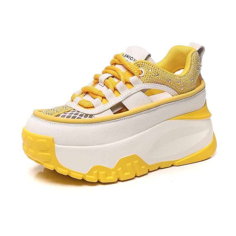 

Mesh inner height increase dad shoes women s new summer breathable and comfortable mesh shoes platform casual shoes sports women s shoes 39 жовтий