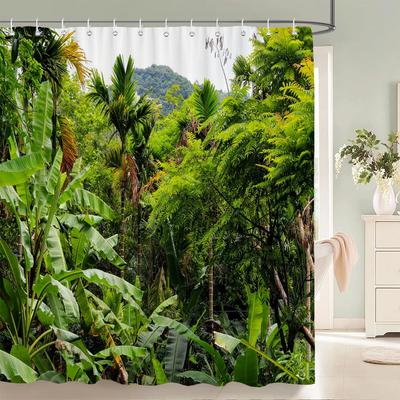 3D Tropical Rainforest Forest Landscape Printed Shower Curtain with Hook Bathroom Waterproof Polyester Bath Curtain Home Decor