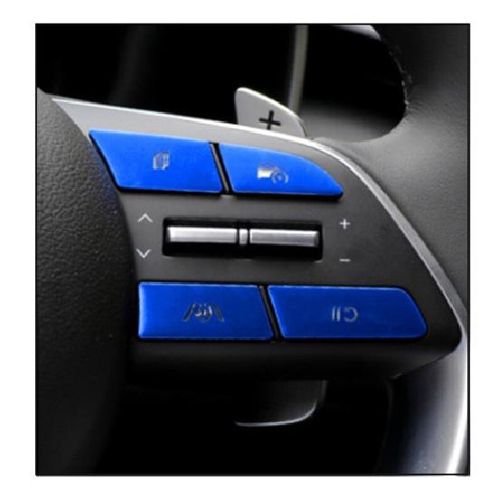 Blue Aluminum Steering Wheel Button Cover Trim 8PCS For Hyundai Tucson 2022-2024