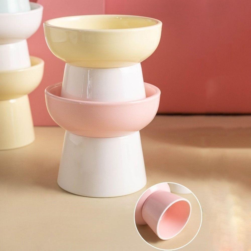 High Foot Cat Elevated Bowl 300ml Ceramic Dog Food Water Feeders Raised Neck Protection Pet Feeding Dishes for Puppy