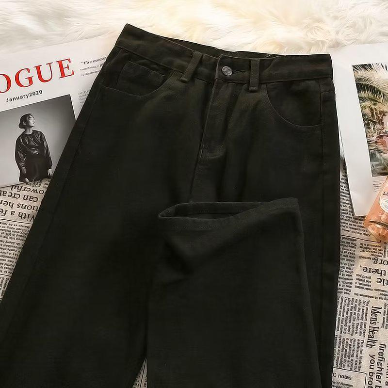 Women's High-Waisted Wide-Leg Jeans - Spring/Fall 2025, Thin Loose Drape, Floor-Length Pants