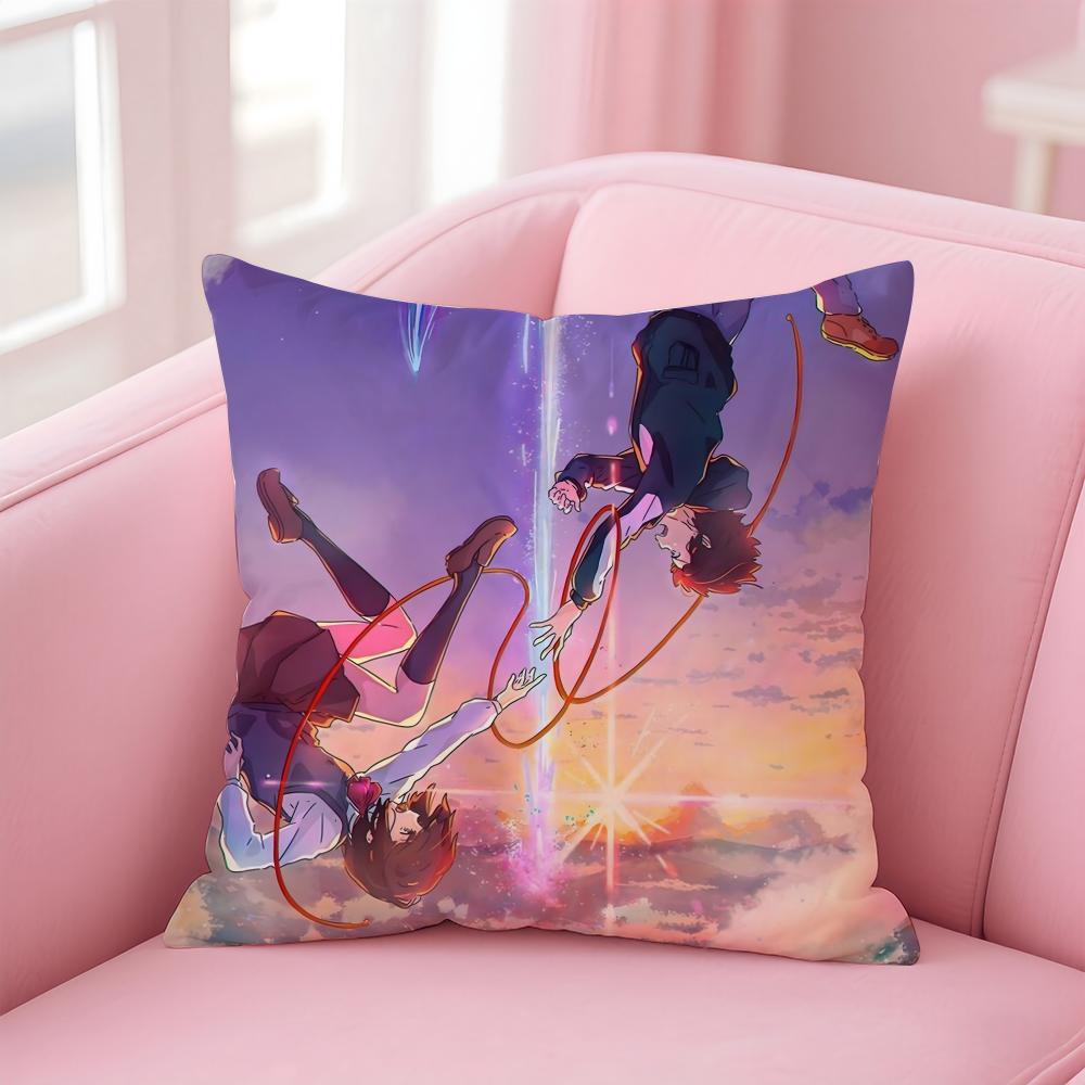 Romantic Anime Japanese Movie YYour Name Cushion Cover Pillow Case Soft Skin Friendly Fabric  Concealed Zipper