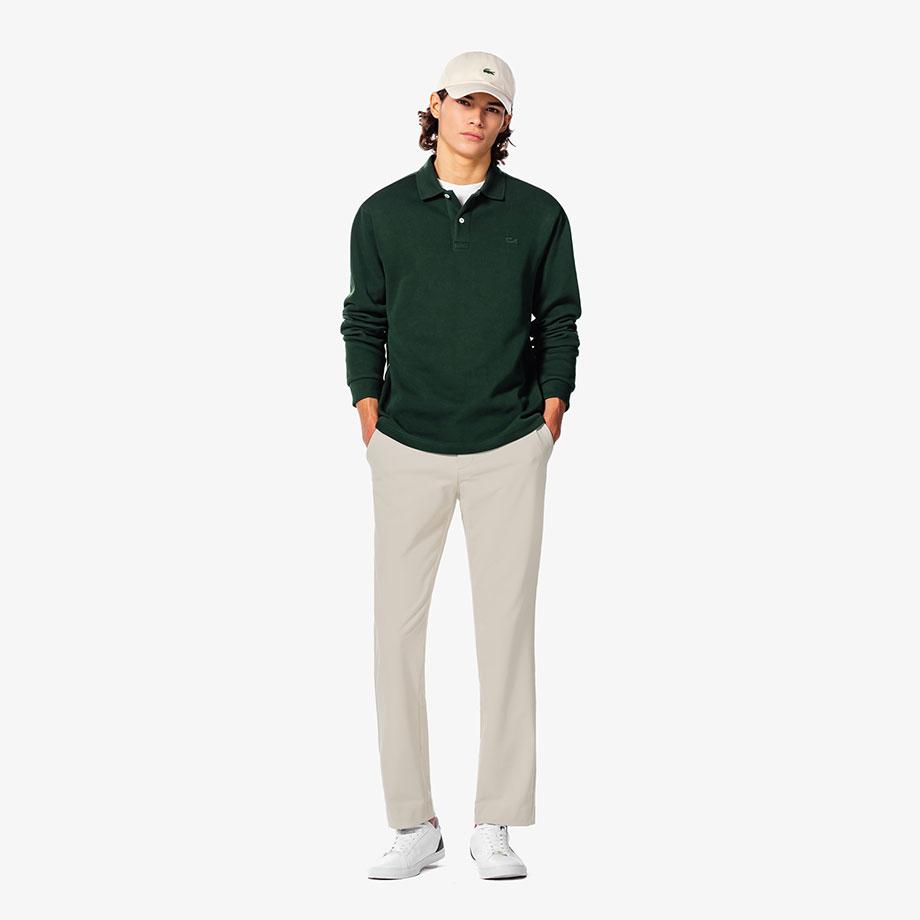 Lacoste Men's Ribbed Long Sleeve Polo Shirt PH262E-55NYZP
