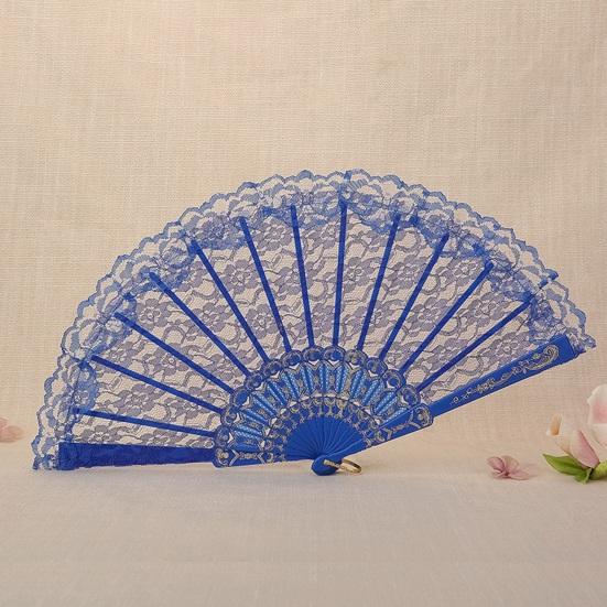 

Chinese Style Lace Folding Fan Plastic Traditional Flower Patterns Hand Fan Ergonomic Grip Portable Handheld Fan for Women Dancing Cosplay Party Props