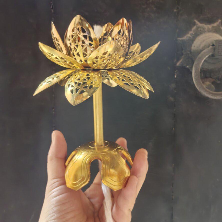 Alloy Lotus Wick Holder for Butter and Kerosene Lamps - Temple Lighting Accessory