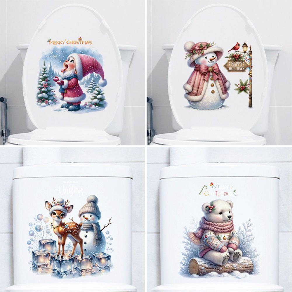 Cartoon Christmas Electrostatic Stickers Santa Clause Reindeer Xmas Tree Sticker Christmas