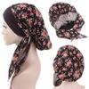 Adjustable Headwear Pre-Tied Printed Chemo Pirate Cap Cancer Head Scarf Hair Loss Hat Muslim Turban EMA