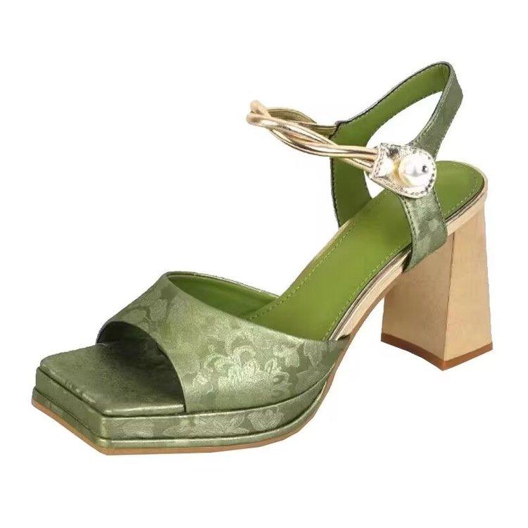 

Сандалии для улицы женские 2024 тренд лето новые женские туфли модные высокие каблуки женские сандалии сандалии на платформе Zapatos De Mujer 35 зелёный