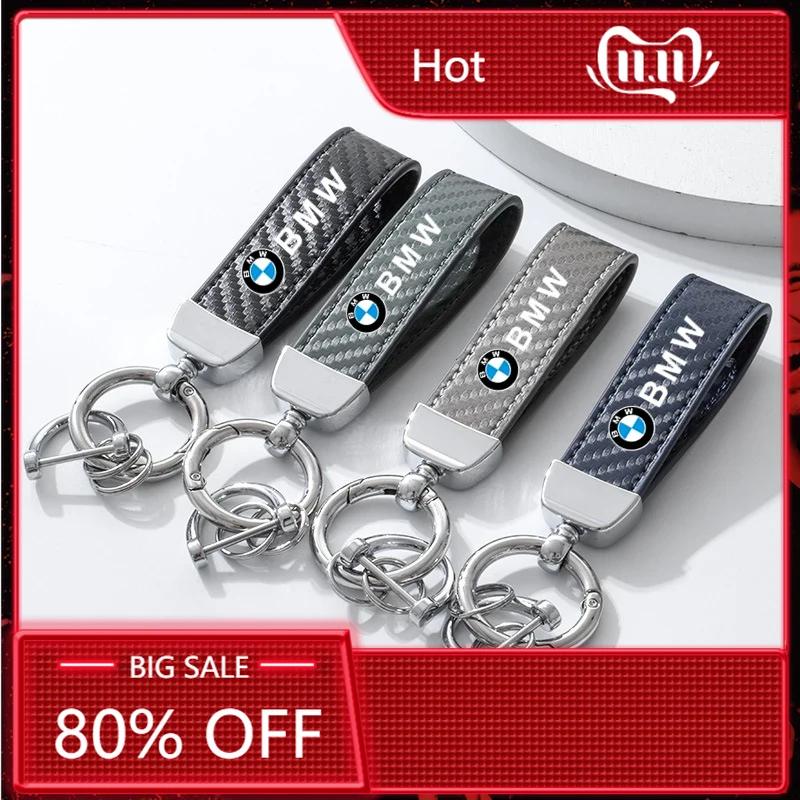 BAAO1 New Carbon fiber Car Keychain Ring Leather Emblem Keyring For BMW 1 2 3 4 5 7Series X1 X3 X4 X5 X6 X7 F10 F20 F30 G20 G30 F