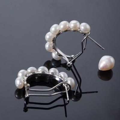Freshwater Pearl Omega Earrings Fashion Handmade Pearl Jewelry With 925 Sterling Silver Omega Earrings For Women Girls Best Gift