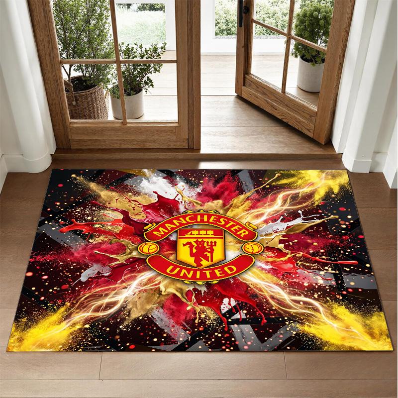 Manchester United Design Crystal Velvet Rug Soft Decorative Mat for Bedroom Entrance