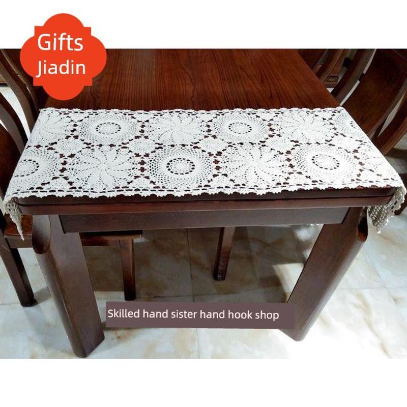 

Tablecloth Square Lace Crocheted Cut Out Pure Cotton Tablecloth Table Runner Coaster Cover Towel Furniture Accessories Home Fabric Boutique White 30*60cm