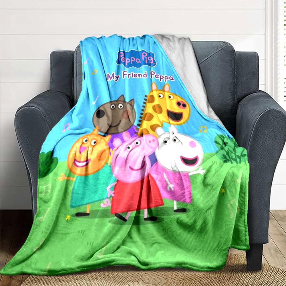 Pig Peppa Print Flannel Blanket High Quality Warm Comfortable Cover for All Seasons Perfect for Gifts Home Decor