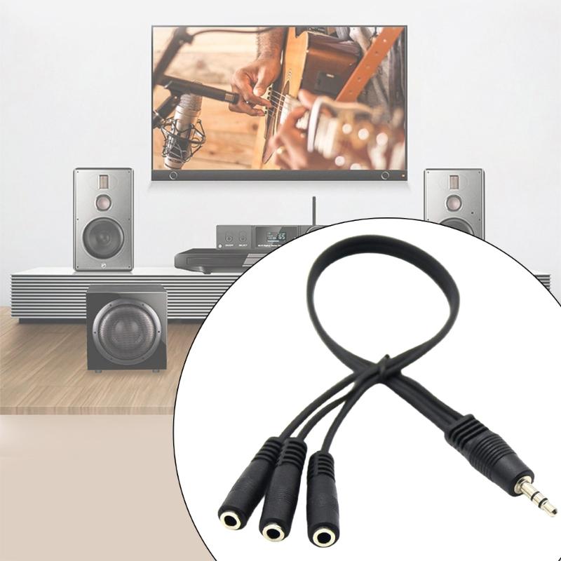 30cm 3.5mm Splitter Cable with 3 Outputs, Fluorescent PVC Housing Microphone Connection Cord Wire
