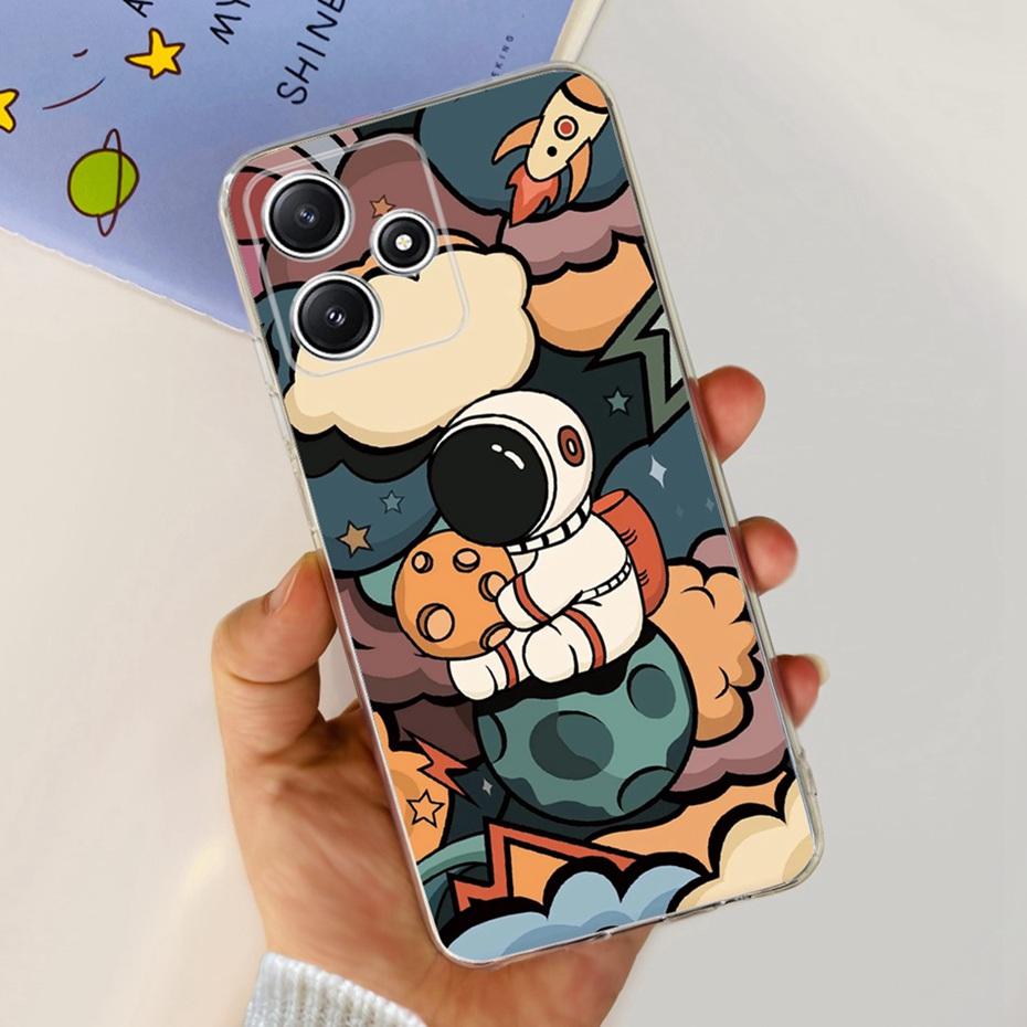 Cute Flower Cat Painted Case For Xiaomi Redmi 12 5G 2023 Soft Silicone TPU Back Cover For Redmi12 5G Global Phone Bumper