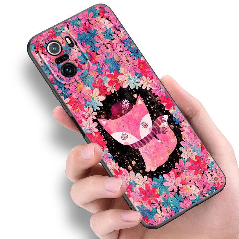 Cute Cartoon Fox Phone Case For Xiaomi Redmi Note 5 6 9T K20 K40 K50 Pro 7A 8A 9A 9C 9i 10A 10C A1 S2 Soft TPU Black Cover