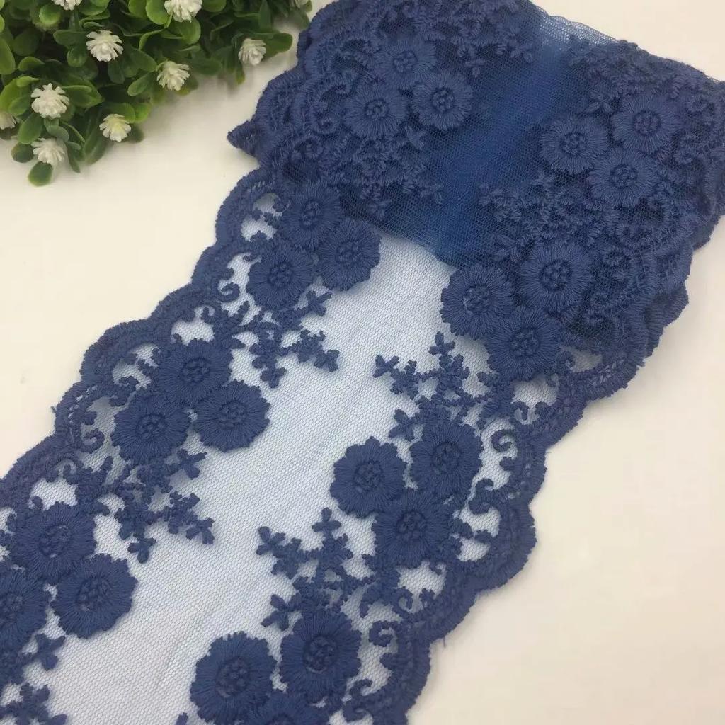 1Meter Cotton Floral Embroidered Mesh Patchwork Lace DIY Apparel Sewing Fabric 12cm Width DIY Garment Curtain Accessories Ribbon