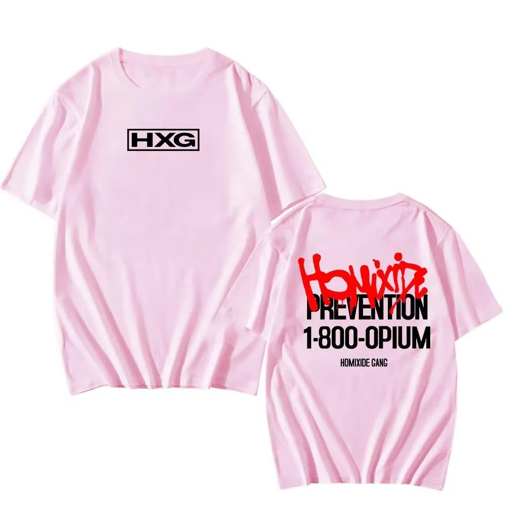 HXG Homixide Gang Tshirts Camisetas Summer  Short Sleeve T-shirt Men Women Clothing Graphic Tee Grunge Print Top