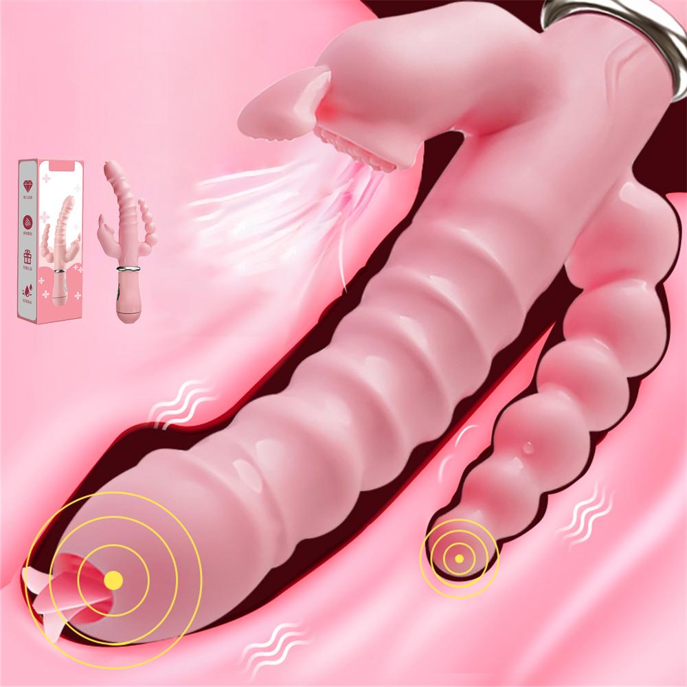 3 In 1 Women Vibrators 12 Mode Vibrating Anal Tongue Licking Clitoris Stimulator G Spot Massager Erotic Sex Toys for Adult