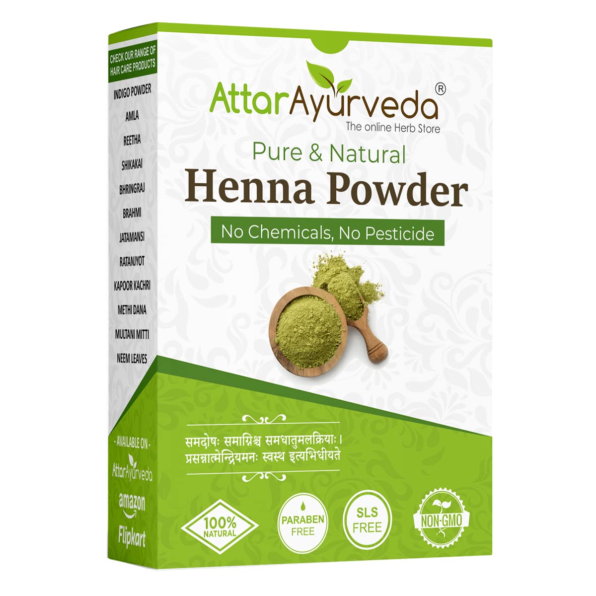 Attar Ayurveda Natural Henna Powder for Hair Colour and Growth 200 gm Pack