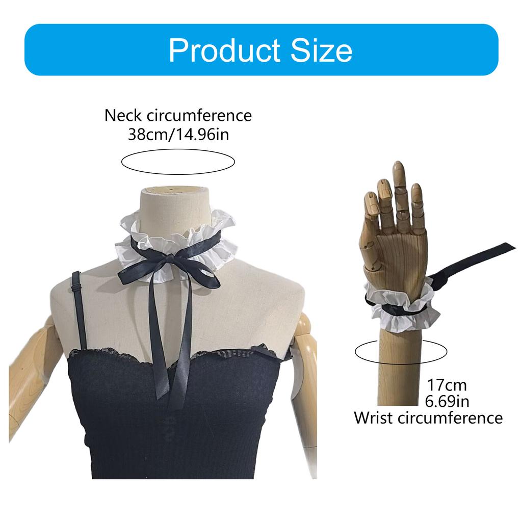 Victorian Ruffled Decorative Collar Lace Cuff Sleeves For Halloween Costume And Cosplay Event Gathering Accessories