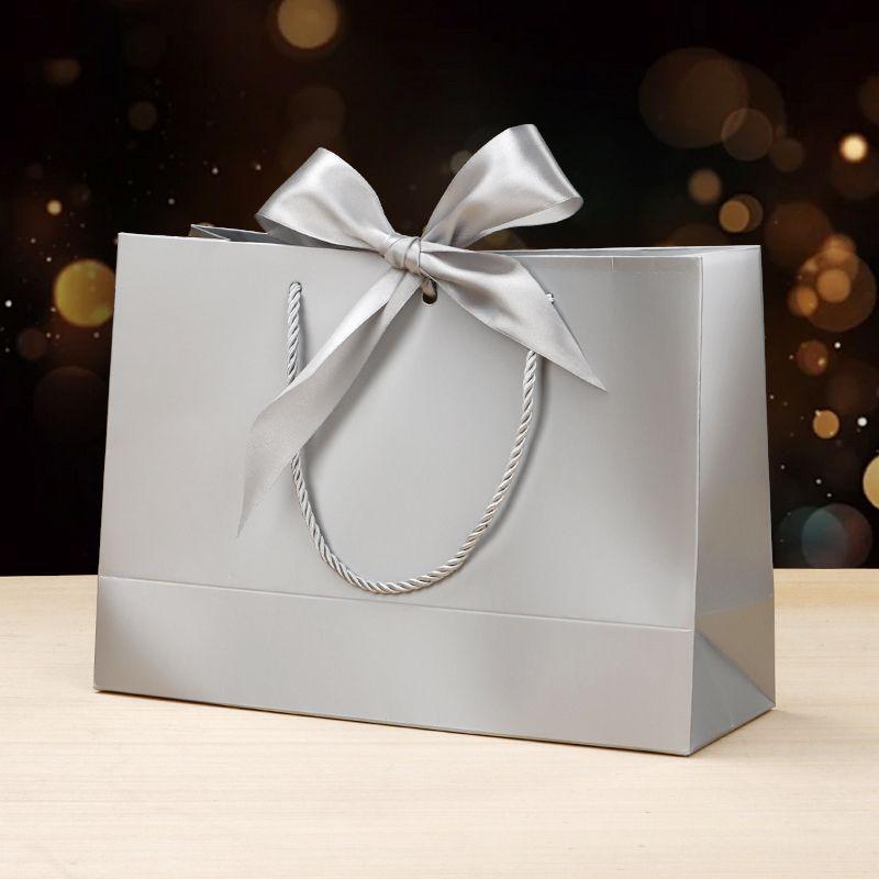 Handbag with Bow Ribbon - Gift, Shopping, and Makeup Paper Bag