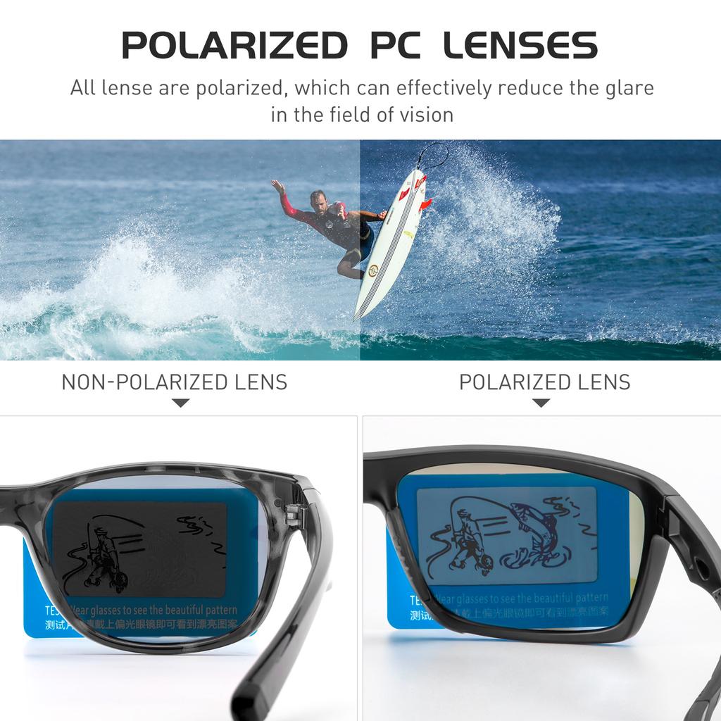 Lunettes de soleil polarisées Kapvoe Mode Sports d'extérieur Lunettes UV400 Lunettes de camping pêche Lunettes de randonnée course à pied pour hommes Cycl