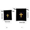 Pack Of 10 Velvet Drawstring Bags Rosary Bags Jewelry Gift Pouch Featuring Cross Design For Jewelry And Travel Storage