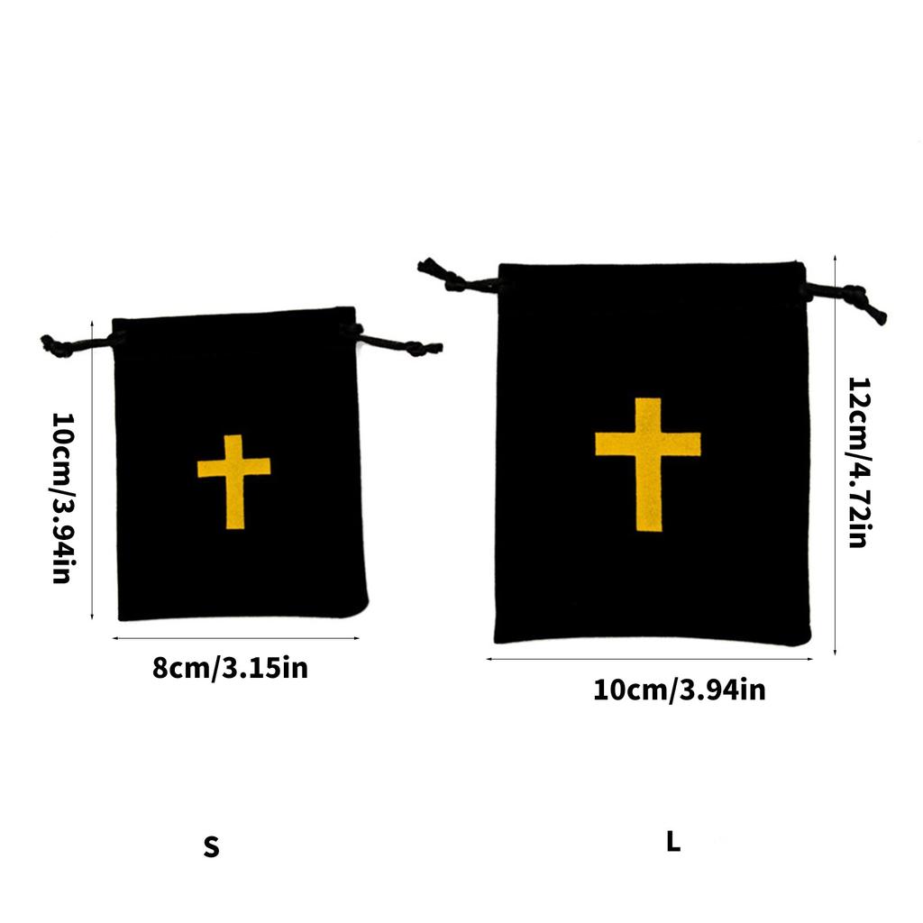 Pack Of 10 Velvet Drawstring Bags Rosary Bags Jewelry Gift Pouch Featuring Cross Design For Jewelry And Travel Storage
