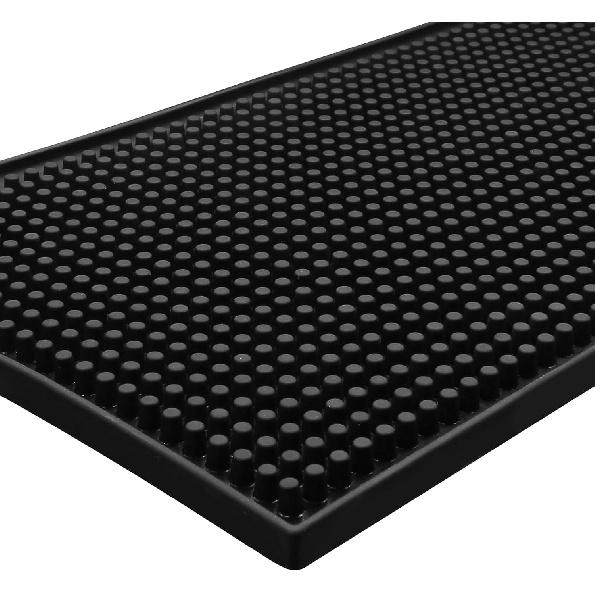 Litoexpe 1Pcs 6" X 12" Bar Mat, Black PVC Coffee Bar Service Spill Mat for Home Bar Cocktail Bartender Kitchen Countertop