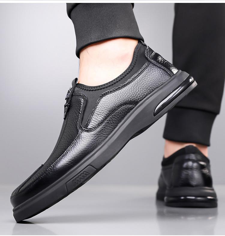 Autumn New Designer Leather Shoes for Men Antiskid Fashion Causal Black Driving Shoes Male Middle-aged Business Dad Loafers Man