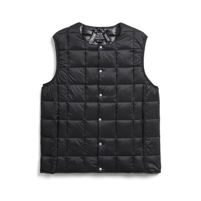TAION Crew Neck Inner Black Men's Button-Down Vest, (TAION-004)