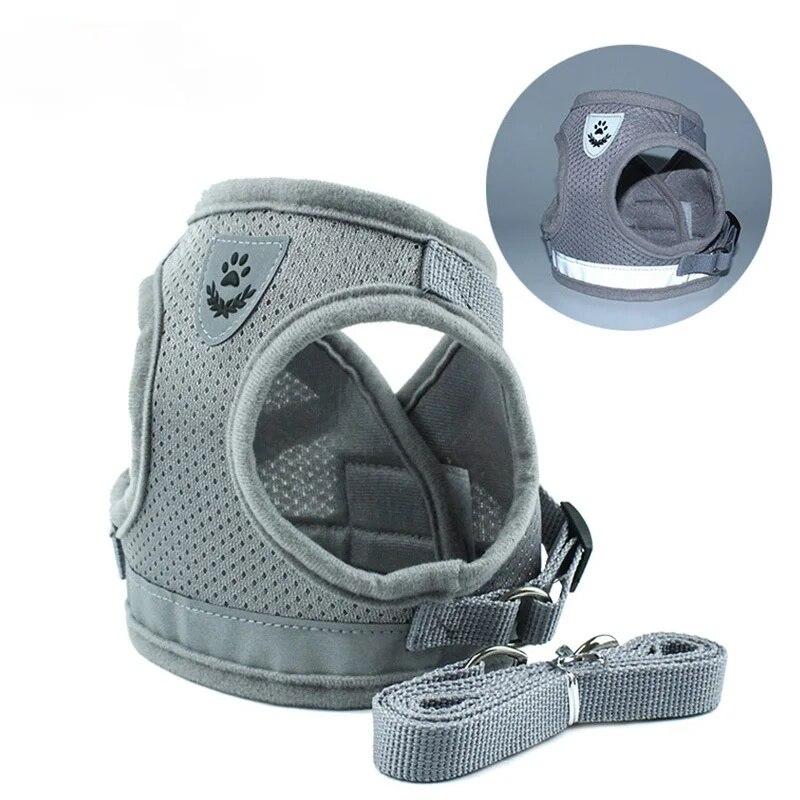 Reflective Breathable Mesh Vest Harness Set Adjustable Detachable Collar Chest Leash Traction Rope Pet Shop All for Dogs Chats