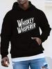 Whiskey Whisperer Bold Cursive Font Plus Size Hoodie - Black Geometric Print