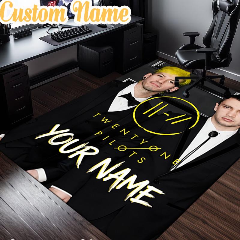 Custom Name Twenty One Pilots Music Evolution Rug, Office Rug, Chair Rug, Carpet for Living Rooms, Doormat Game Rug Home Decor Christmas Gifts