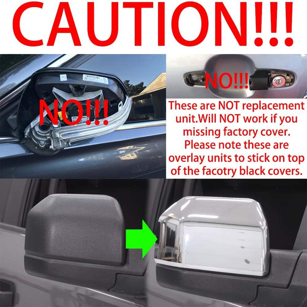 Shiny Chrome Plated 4-Door Handle Overlay Covers No Smart Key Designed for F-150 F-250 F-350