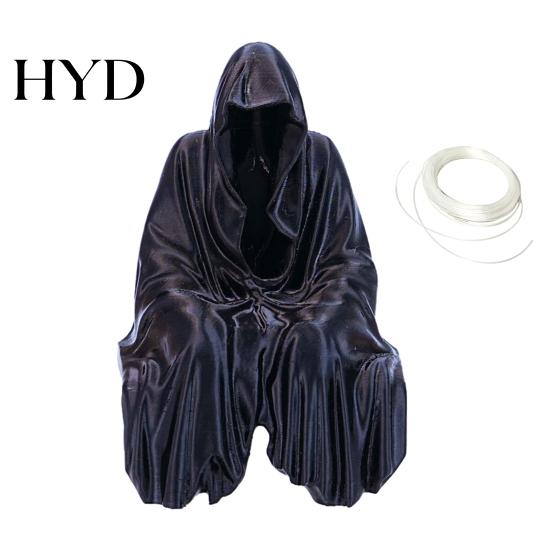 Creepy Graveyard Statue Grim Reaper Statue, Spooky LED Light Up Black White Robe Reusable Halloween Decor Figurine, Gothic Hanging Ornament