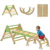 8-in-1 Children's Climbing Triangle with Double-Sided Ramp, Wooden Climbing Arch with Slide & Ladder, Green