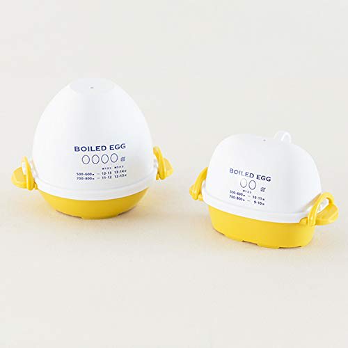 Harumi Kurihara Microwave Boiled Egg Container for 4 Eggs, White X Yellow