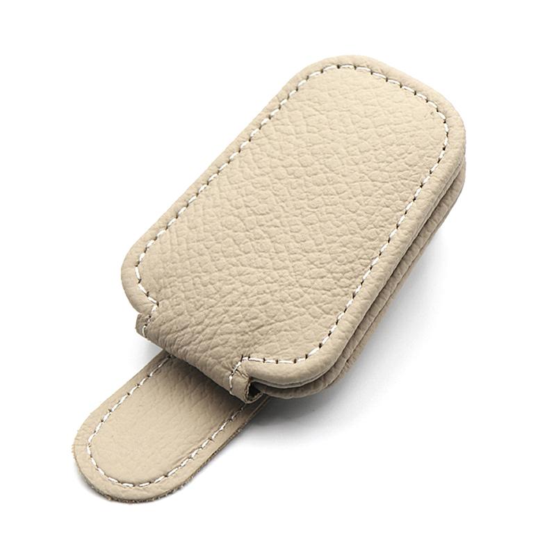 Car Sunglasses Holder Sun Visor Sunglasses Clip Cowhide Glasses Case Mount Auto Styling Ticket Card Clip Interior Accessories