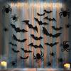 72pcs 3D Black PVC Bat Wall Stickers Halloween Decorations Scary Party Props DIY Home Bar Room Decoration for Spooky Halloween Night