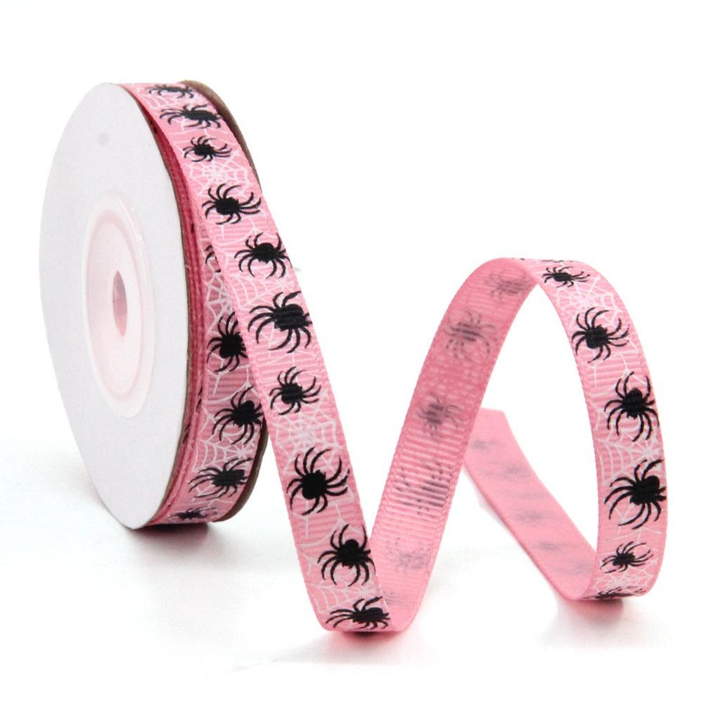 10 Yards/Roller Halloween Themed Polyester Grosgrain Ribbon Spooky Pattern Ribbon For Holiday Decor Diy Crafts Multiple Widths