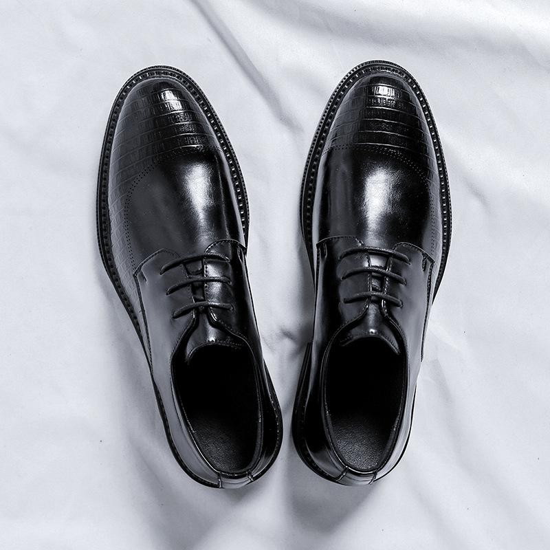 

Деловые кожаные туфли мужские весна 2025 новый британский стиль студенческий костюм на платформе мужские универсальные модные туфли 1237-R 38 чёрный