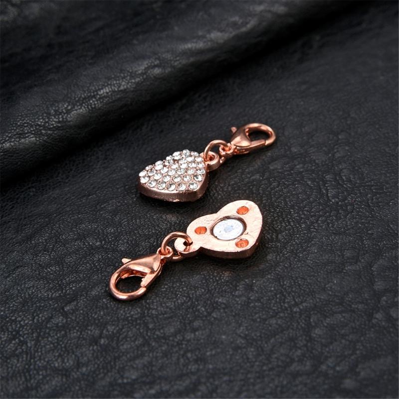 Shimmering Heart Shaped Magnetic Clasp Fastener For Jewelry Making Alloy Construction Rhinestones Necklace Connector