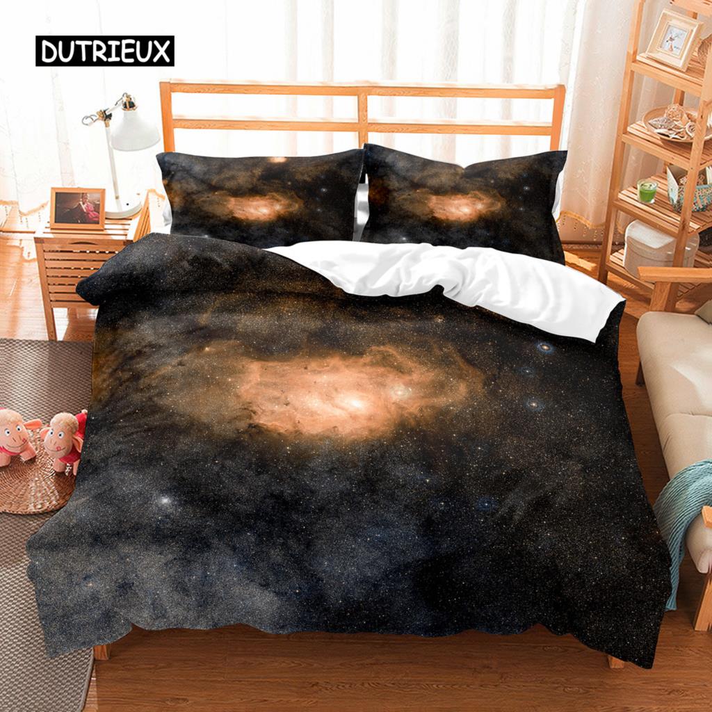 Hubble Image King Queen Duvet Cover Vast Starry Sky Bedding Set Bright Universe Landscape Quilt Cover Polyester Comforter Cover