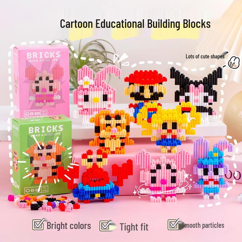 Cartoon Educational Building Blocks: DIY Simulation Models, Blind Box Gifts, and Figurines for Children