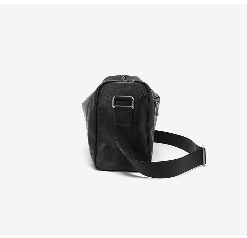 Men's Genuine Leather Crossbody Shoulder Bag - Soft Cowhide Backpack, Casual Horizontal Design