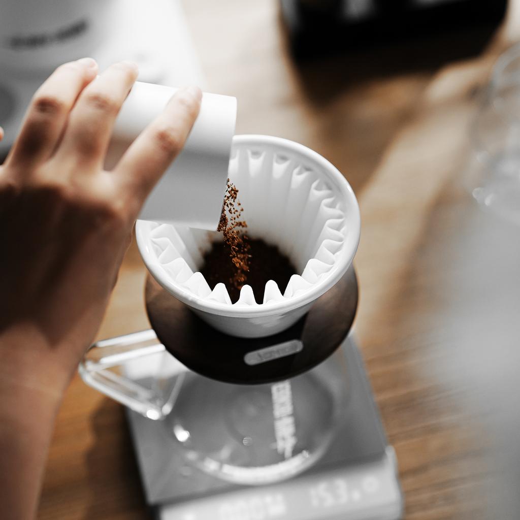 MHW-3BOMBER Meteor Dripper 1-2 Cups Pour Over Coffee Dripper With Wooden Base Ceramics Coffee Dripper For Manual Brew Barista